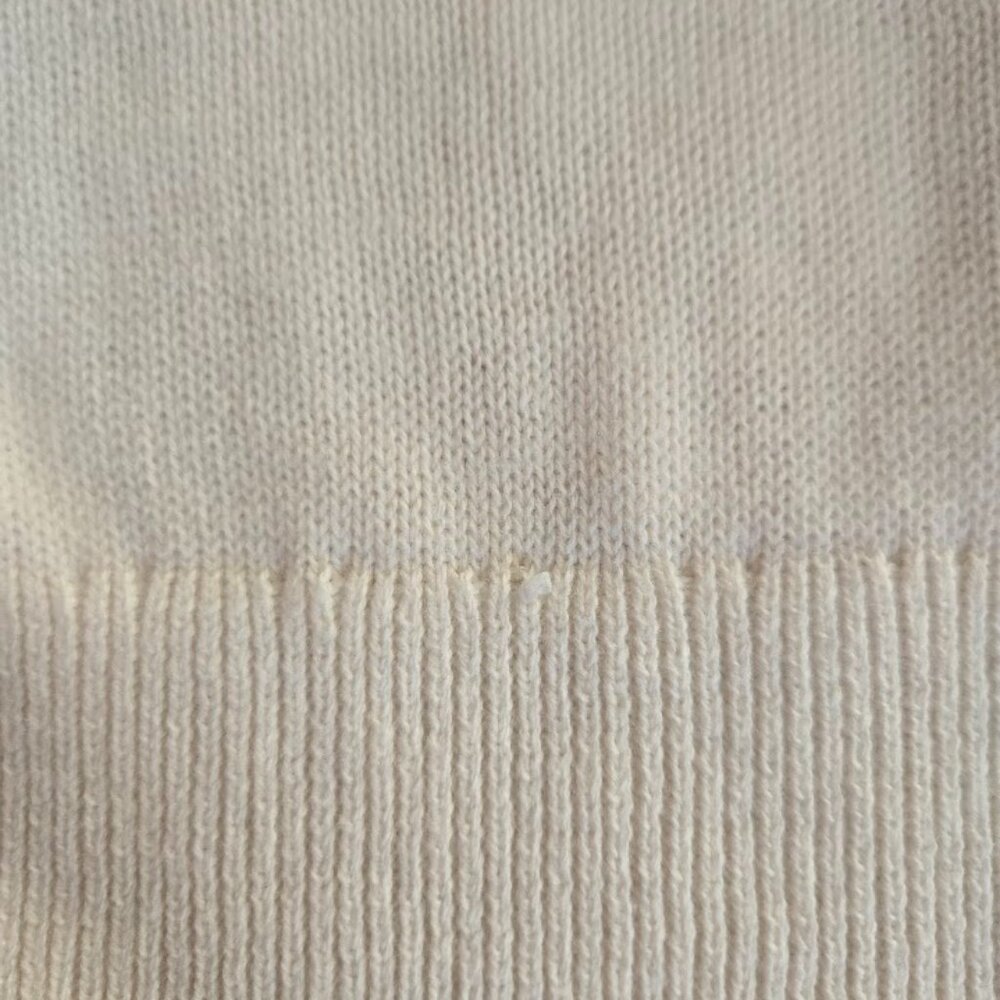Talbots‎ Ivory Sweater with Sheer Dot Sleeves, Size Large - Picture 5 of 7